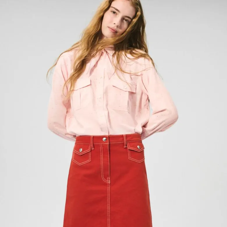 Jules classic-fit tie-neck shirt in speckles