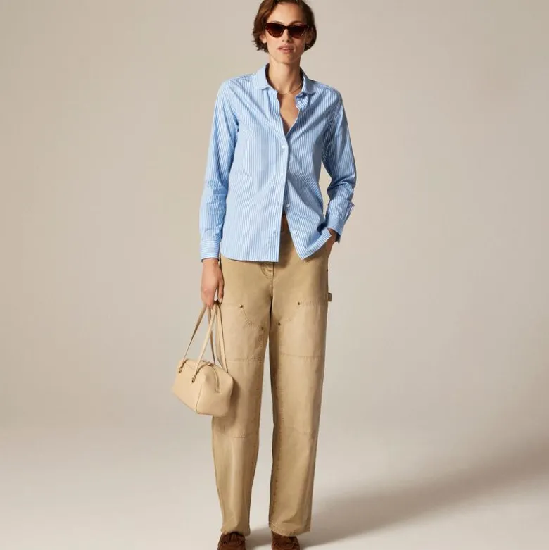 Jules club-collar shirt in striped cotton poplin