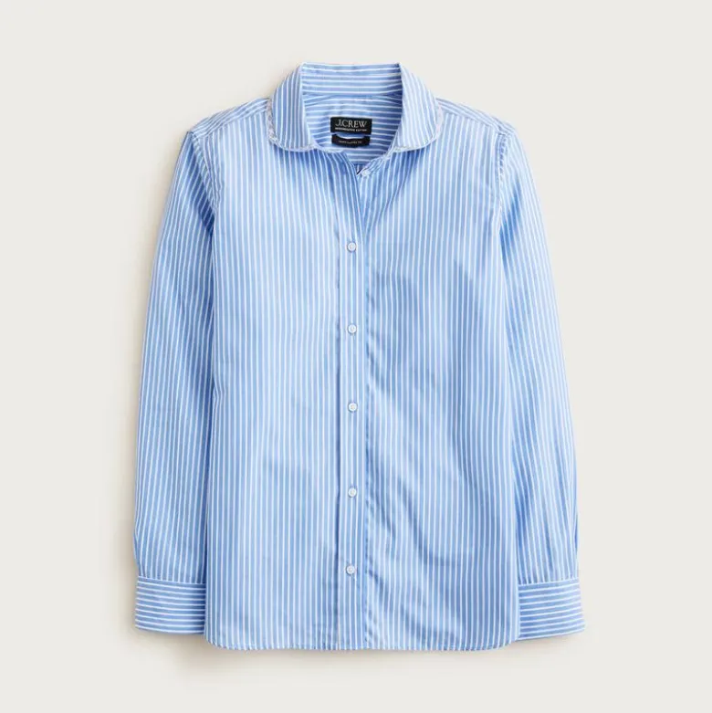 Jules club-collar shirt in striped cotton poplin