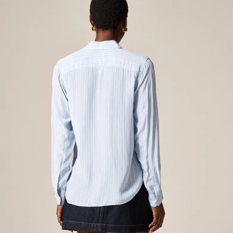 Jules club-collar shirt in striped crepe de chine