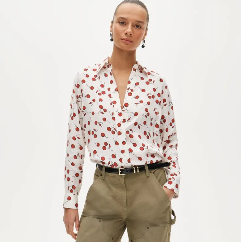 Jules drapey classic-fit shirt in cherry print