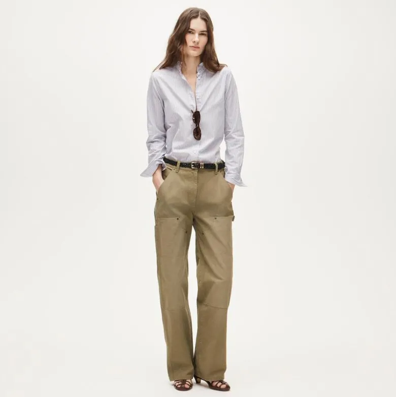 Jules ruffle-collar shirt in striped cotton poplin