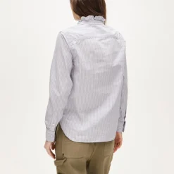 Jules ruffle-collar shirt in striped cotton poplin