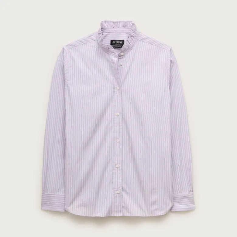 Jules ruffle-collar shirt in striped cotton poplin