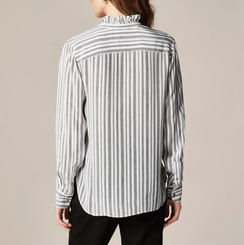 Jules ruffle-collar shirt in striped crepe de chine
