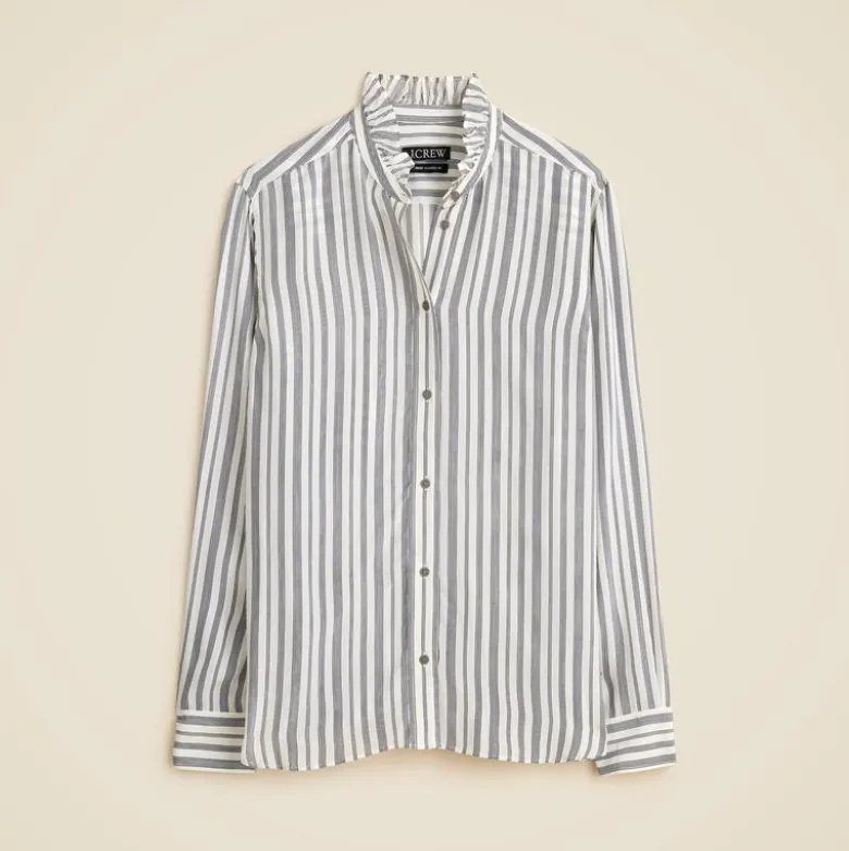 Jules ruffle-collar shirt in striped crepe de chine