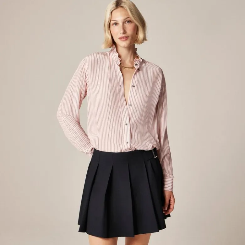 Jules ruffle-collar shirt in striped crepe de chine