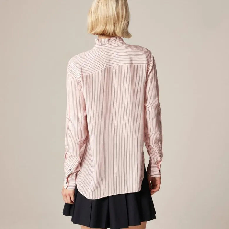 Jules ruffle-collar shirt in striped crepe de chine