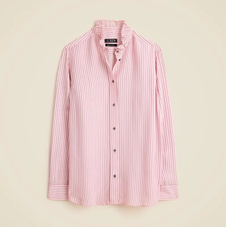 Jules ruffle-collar shirt in striped crepe de chine