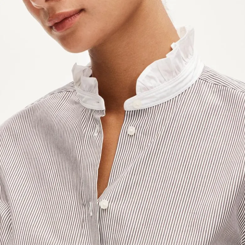 Jules ruffle-collar shirt in striped cotton poplin