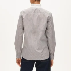 Jules ruffle-collar shirt in striped cotton poplin