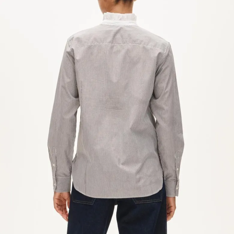 Jules ruffle-collar shirt in striped cotton poplin