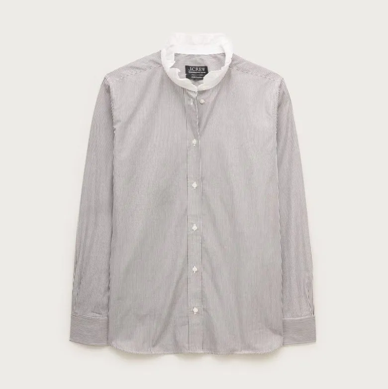 Jules ruffle-collar shirt in striped cotton poplin