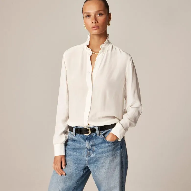 Jules ruffle-collar shirt in crepe de chine