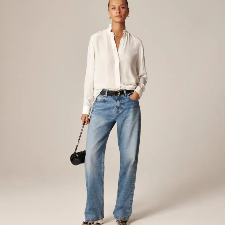 Jules ruffle-collar shirt in crepe de chine