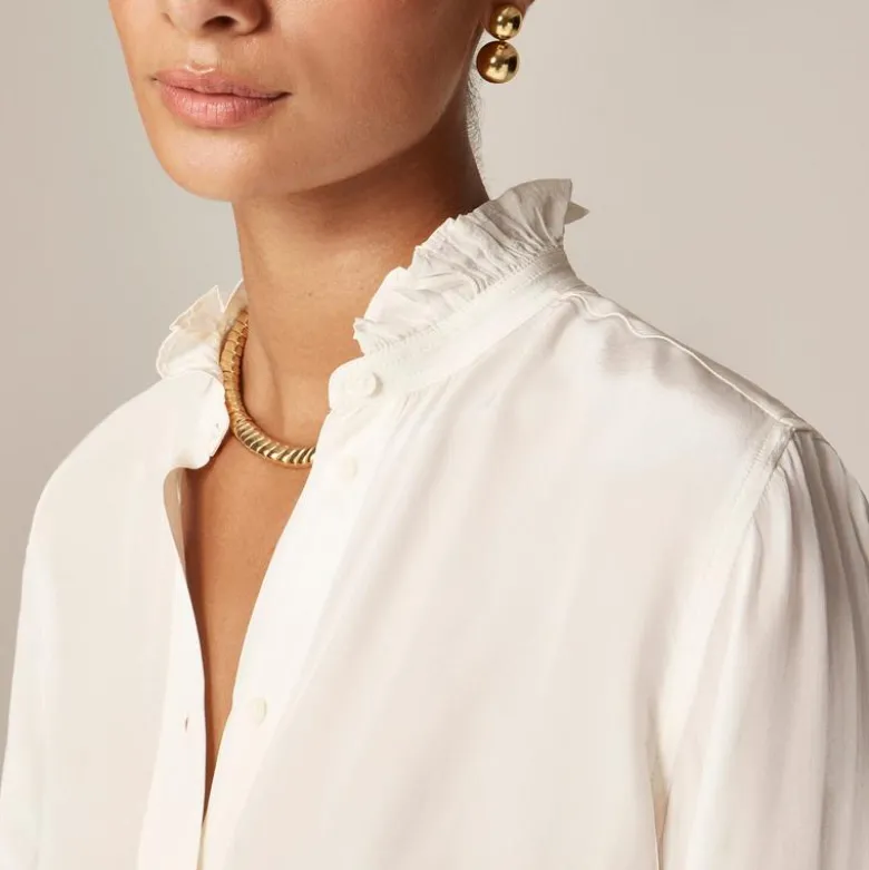 Jules ruffle-collar shirt in crepe de chine