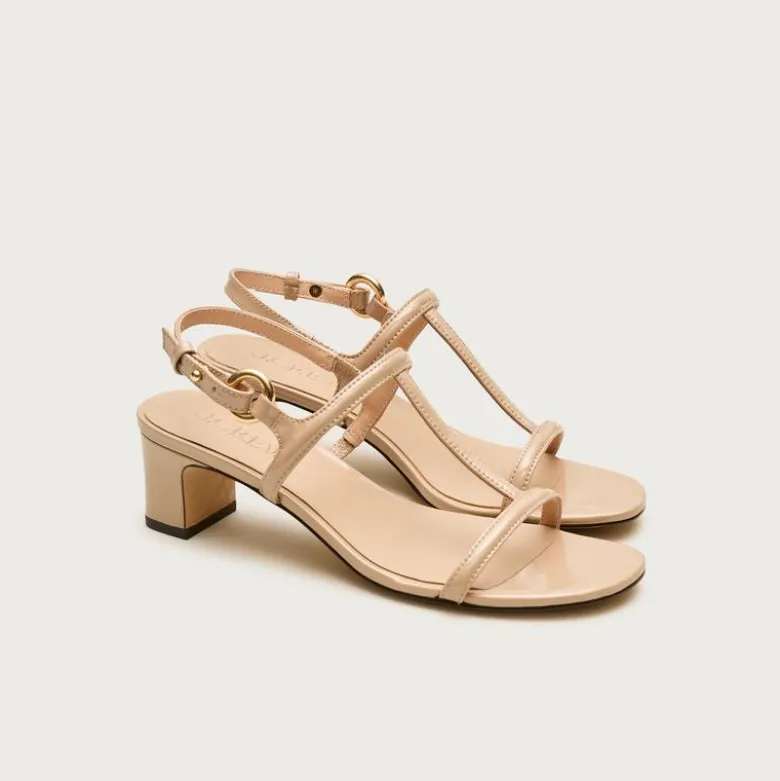 Kacie block-heel sandals in patent leather