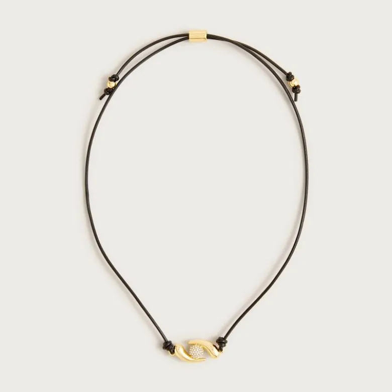 KHIRY X J.Crew two-talon necklace with pavé crystal orb
