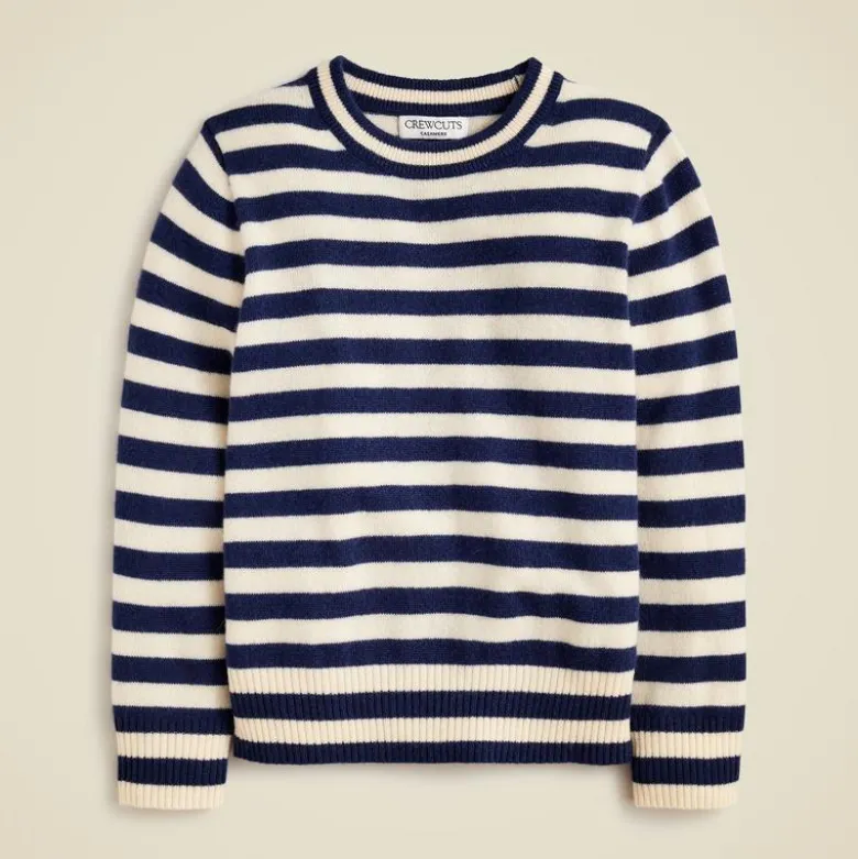 Kids' cashmere crewneck sweater in stripe
