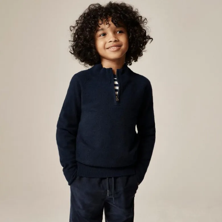 Kids' cashmere quarter-zip sweater