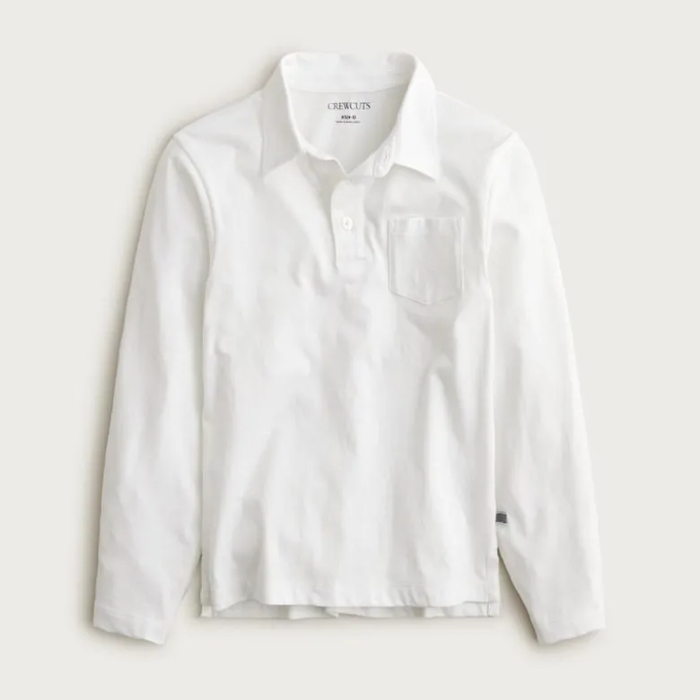 Kids' garment-dyed long-sleeve polo shirt in broken-in-jersey