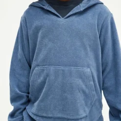 Kids' hooded pullover in towel terry