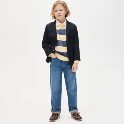 Kids' junior varsity rugby sweatshirt in striped terry