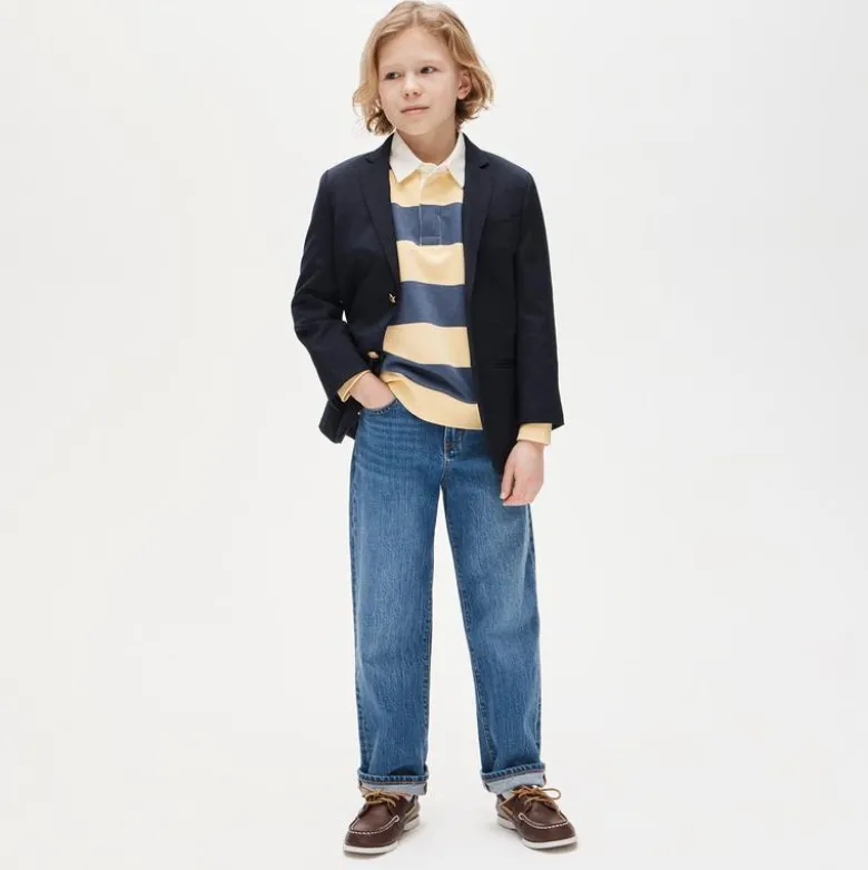 Kids' junior varsity rugby sweatshirt in striped terry