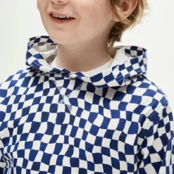 Kids' lightweight cotton hoodie in checkerboard