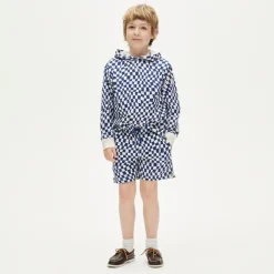 Kids' lightweight cotton pull-on short in checkerboard