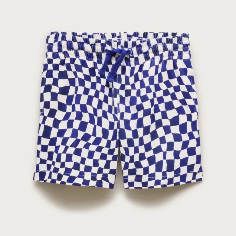 Kids' lightweight cotton pull-on short in checkerboard