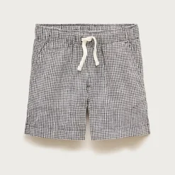 Kids' linen-blend pull-on short in gingham