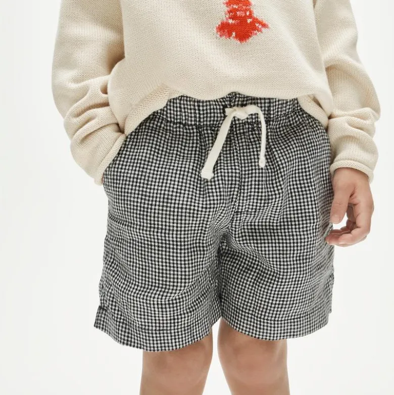 Kids' linen-blend pull-on short in gingham