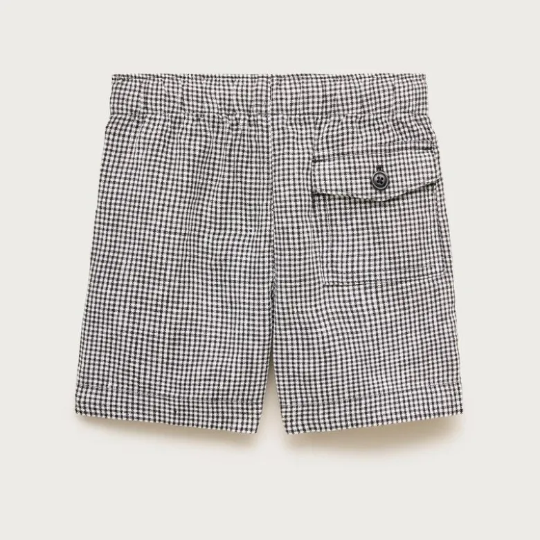 Kids' linen-blend pull-on short in gingham