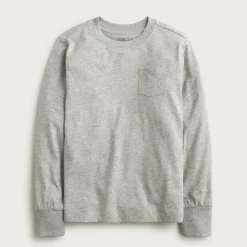 Kids' long-sleeve garment-dyed pocket T-shirt in broken-in-jersey