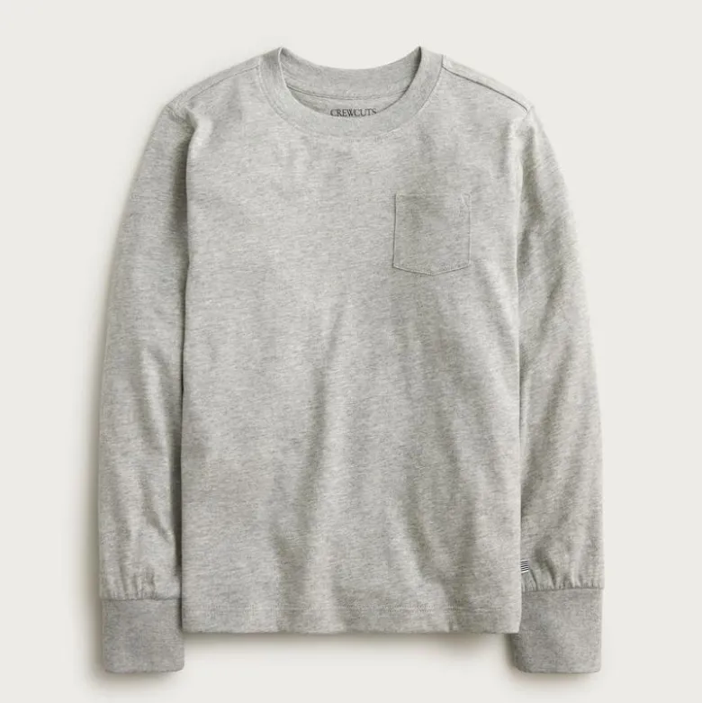 Kids' long-sleeve garment-dyed pocket T-shirt in broken-in-jersey