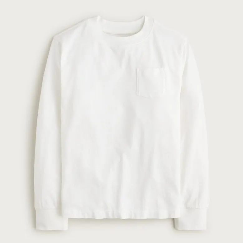Kids' long-sleeve garment-dyed pocket T-shirt in broken-in-jersey