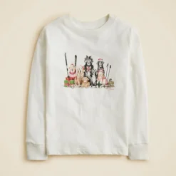 Kids' long-sleeve holiday dogs graphic T-shirt