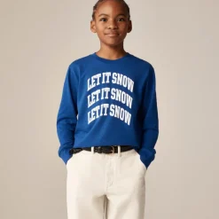 Kids' long-sleeve "Let it snow" graphic T-shirt with flocking