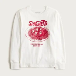 Kids' long-sleeve spaghetti graphic T-shirt