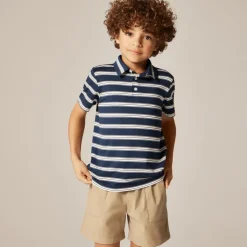 Kids' short-sleeve active polo shirt in stripe