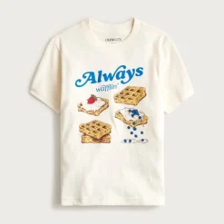 Kids' short-sleeve "Always wafflin'" graphic T-shirt