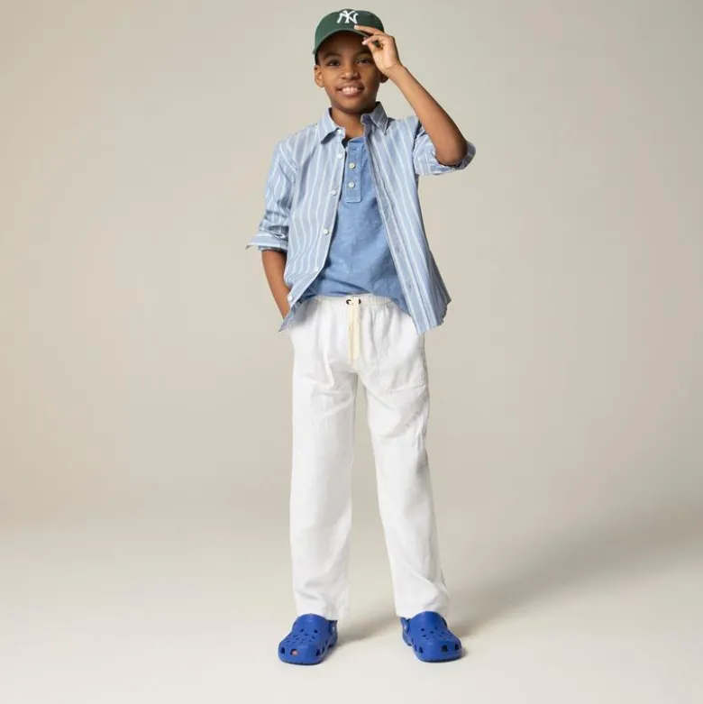 Kids' short-sleeve garment-dyed henley