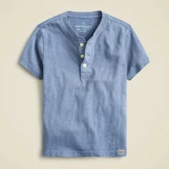 Kids' short-sleeve garment-dyed henley