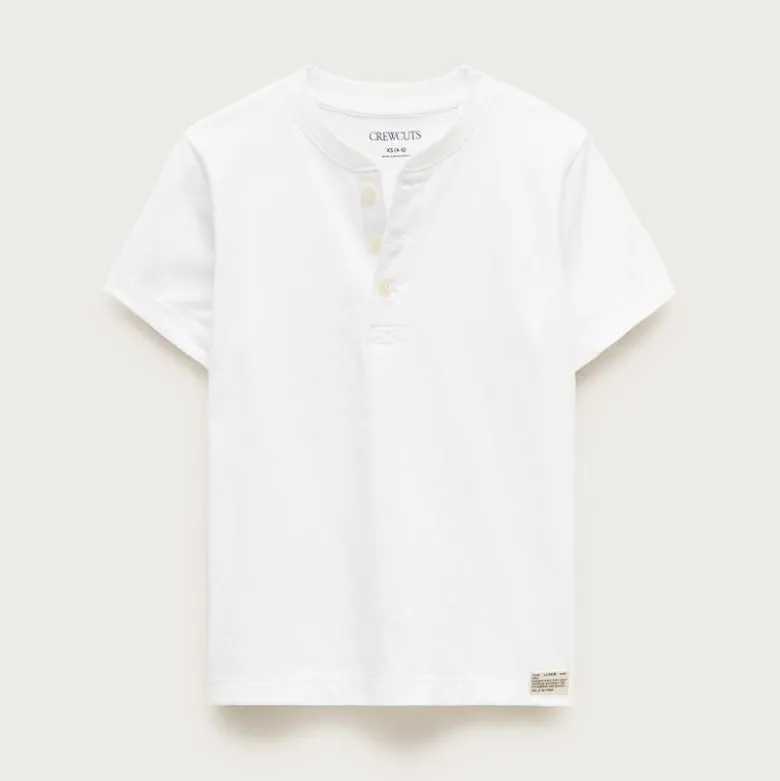Kids' short-sleeve garment-dyed henley