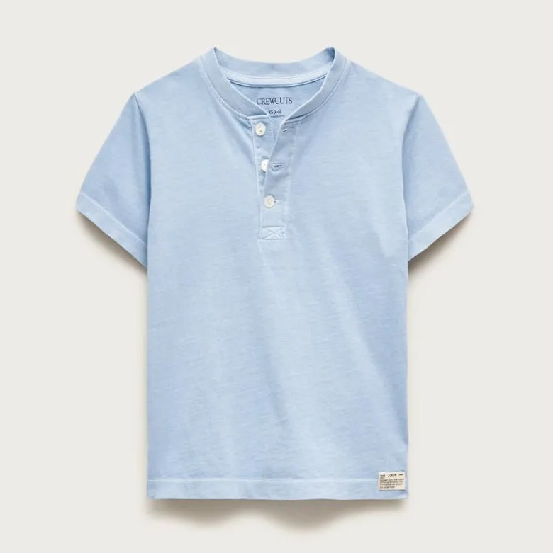 Kids' short-sleeve garment-dyed henley