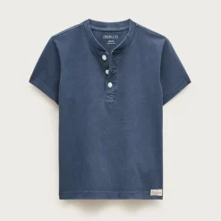 Kids' short-sleeve garment-dyed henley