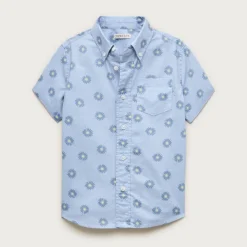 Kids' short-sleeve stretch poplin button-down