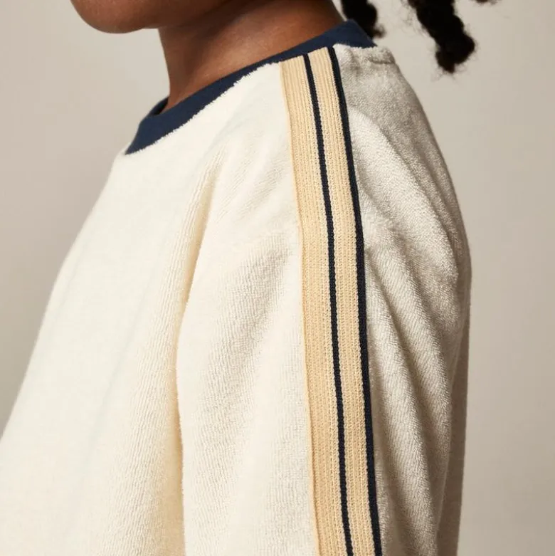 Kids' side-stripe T-shirt in towel terry