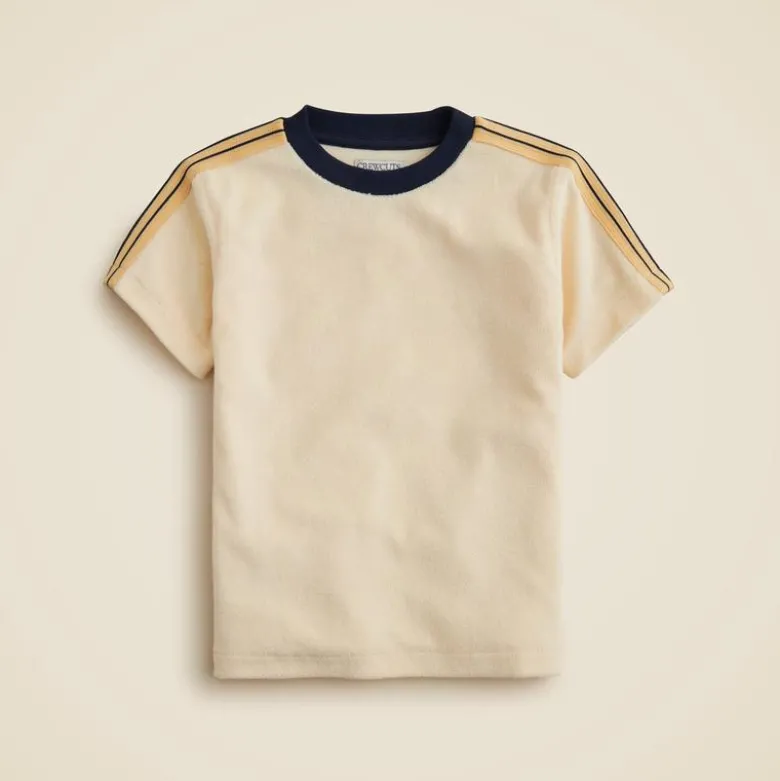 Kids' side-stripe T-shirt in towel terry